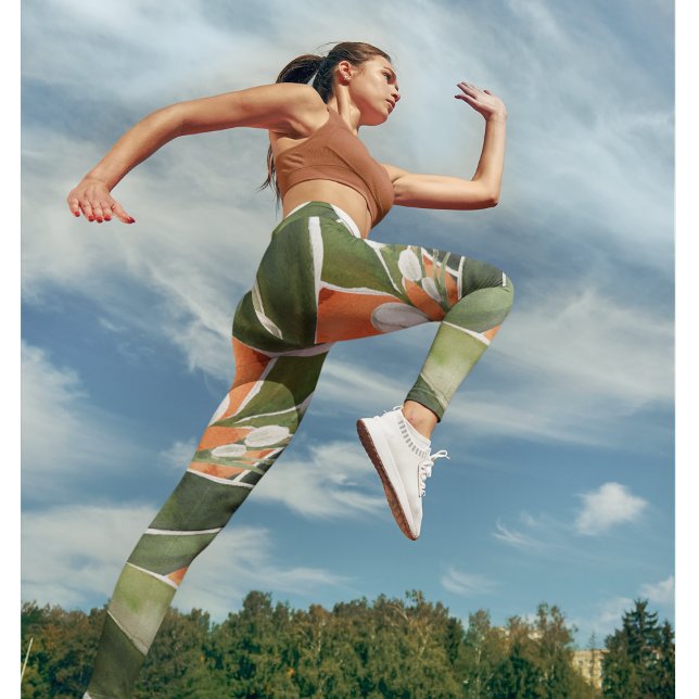 Leggings Patrón de acuarela de Naranja tropical y flores (Subido por el creador)