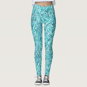 Leggings Patrón de Acuarela de Olas del Océano Turquesa de