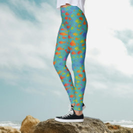 Leggings Patrón de acuarela de peces tropicales del océano