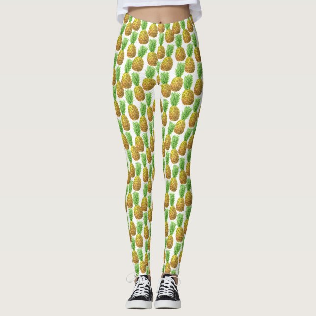 Leggings Patrón de acuarela de piña (Anverso)