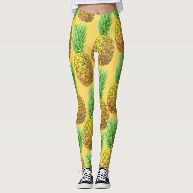 Leggings Patrón de acuarela de piña (Anverso)