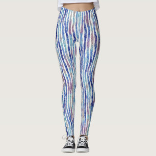 Leggings Patrón de Acuarela de Rayas Coloridas y Artísticas