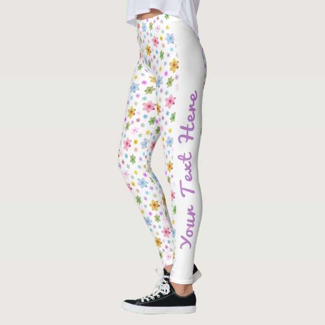 Leggings Patrón de acuarela floral de fabricación Personali (Izquierda)