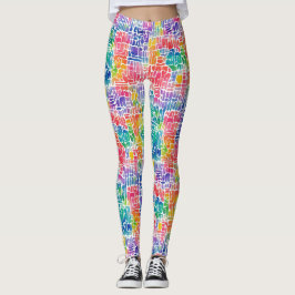 Leggings Patrón de Acuarela Mosaico Colorido Abstracto Dive