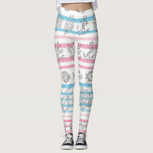 Leggings Patrón de Acuarela Náutica Retro (12)