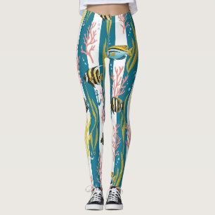 Leggings Patrón de Acuarela Náutica Retro (14)