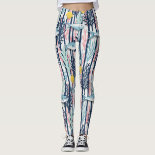 Leggings Patrón de Acuarela Náutica Retro (6)