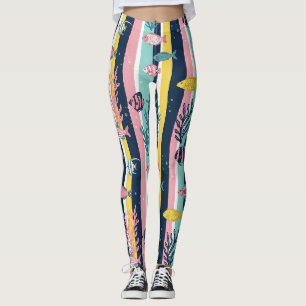 Leggings Patrón de Acuarela Náutica Retro (7)