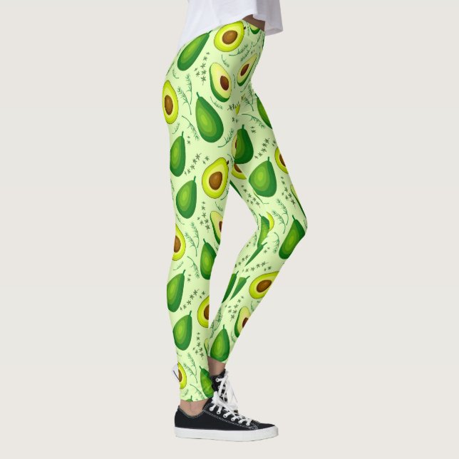 Leggings Patrón de aguacate de fondo de frutas frescas (Derecha)