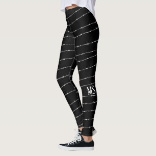 Leggings Patrón de alambre de púas blanco y negro de Guay M