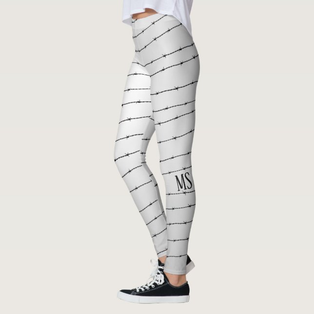 Leggings Patrón de alambre de púas negro gris y gris de Gua (Izquierda)