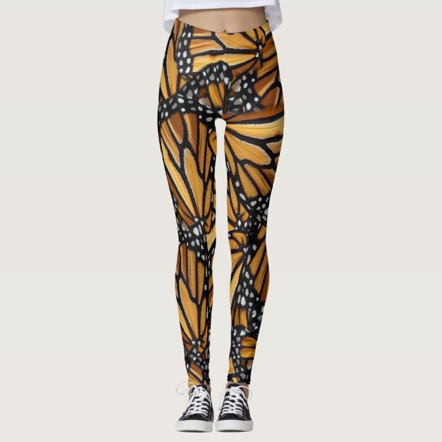 Leggings Patrón de alas de mariposa monarca (Anverso)