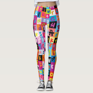 Leggings Patrón de alfabeto de salto