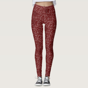 Leggings Patrón de alfabetos 01 BW.b DRed BG