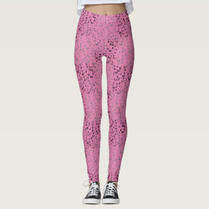 Leggings Patrón de alfabetos 01 BW.w BG rosa