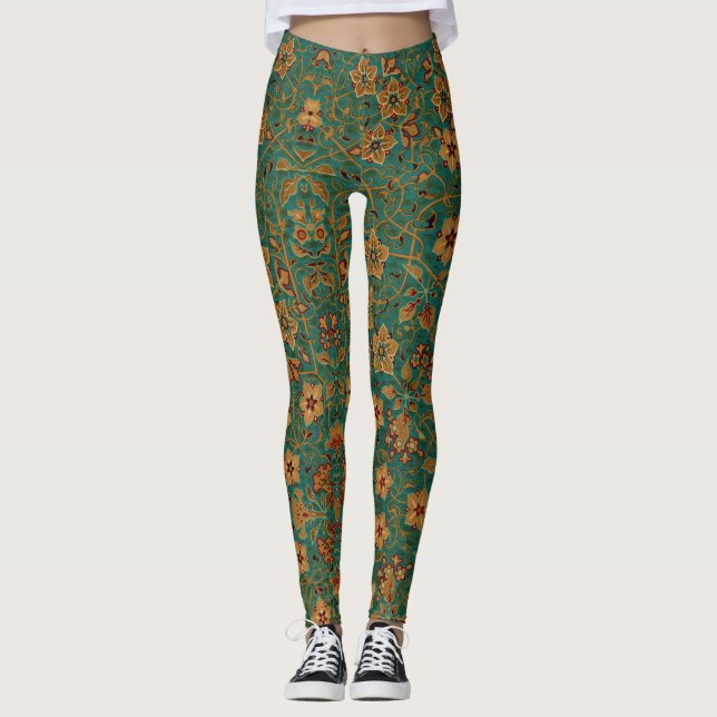 Leggings Patrón de alfombra floral decorativa de época (Anverso)