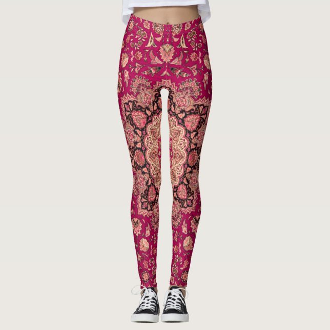 Leggings Patrón de alfombra floral persa (Anverso)