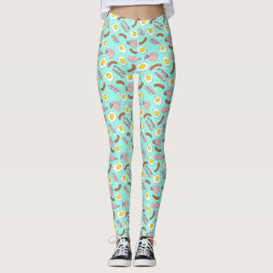 Leggings Patrón de alimentos de desayuno de poscosecha de h