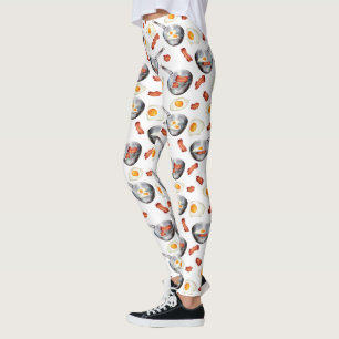Leggings Patrón de alimentos de desayuno de tocino y huevos