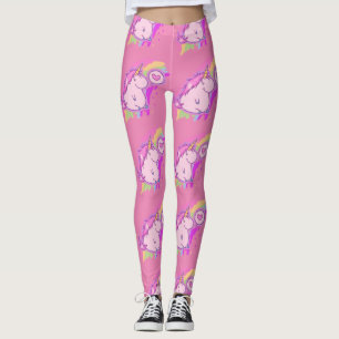 Leggings Patrón de amor de unicornio rosado