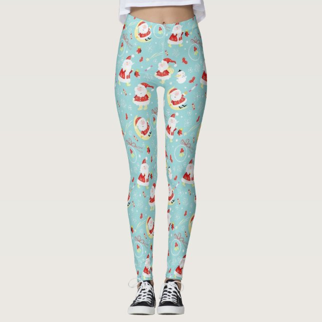 Leggings Patrón de amor navideño de Santa María (Anverso)