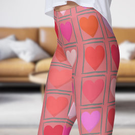 Leggings Patrón de amor rosa amoroso de San Valentín