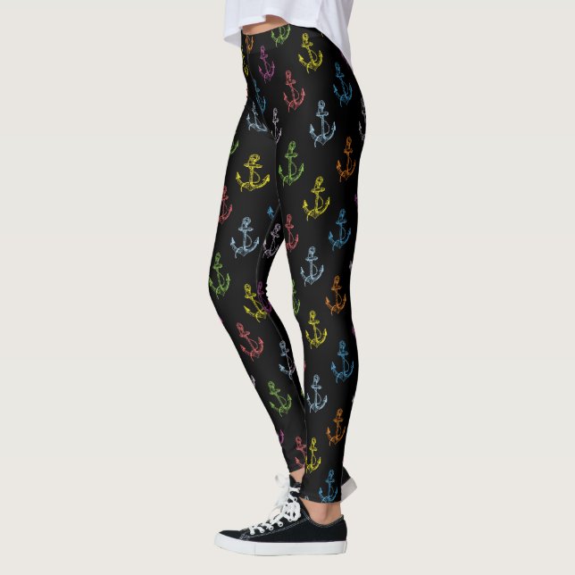 Leggings Patrón de anclajes náuticos coloridos (Izquierda)