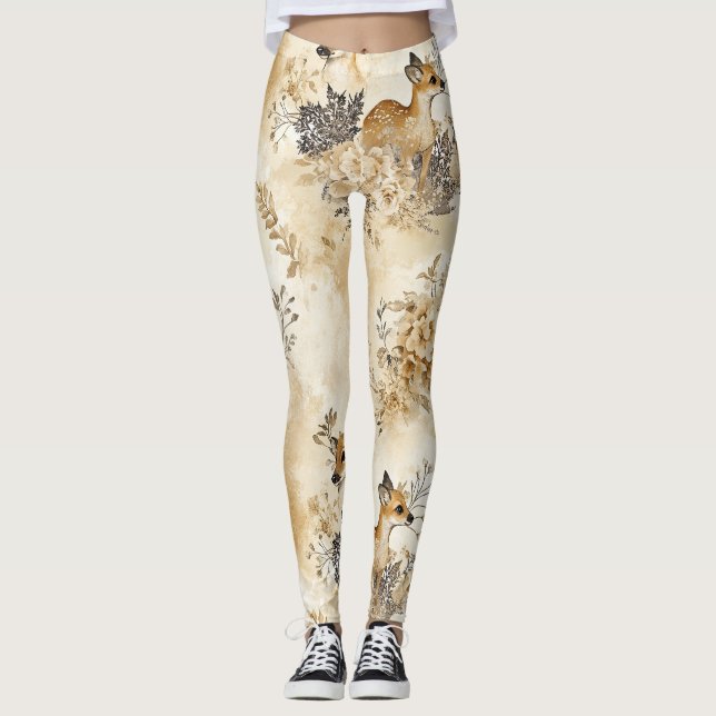 Leggings Patrón de animal cervatillo del bosque (Anverso)