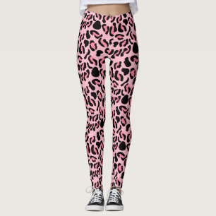 Leggings Patrón de animal de leopardo rosa moderno