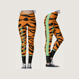 Leggings Patrón de animal personalizado marrón negro de vid