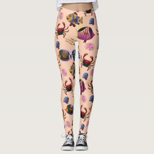 Leggings Patrón de animales acuáticos vida submarina en e