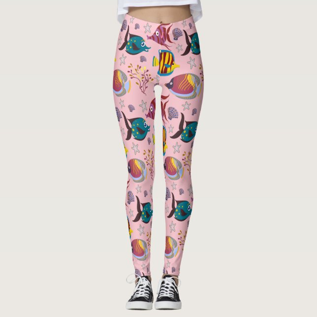 Leggings Patrón de animales acuáticos | vida submarina en e (Anverso)