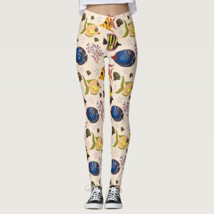 Leggings Patrón de animales acuáticos vida submarina en e