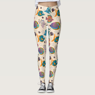 Leggings Patrón de animales acuáticos   vida submarina en e