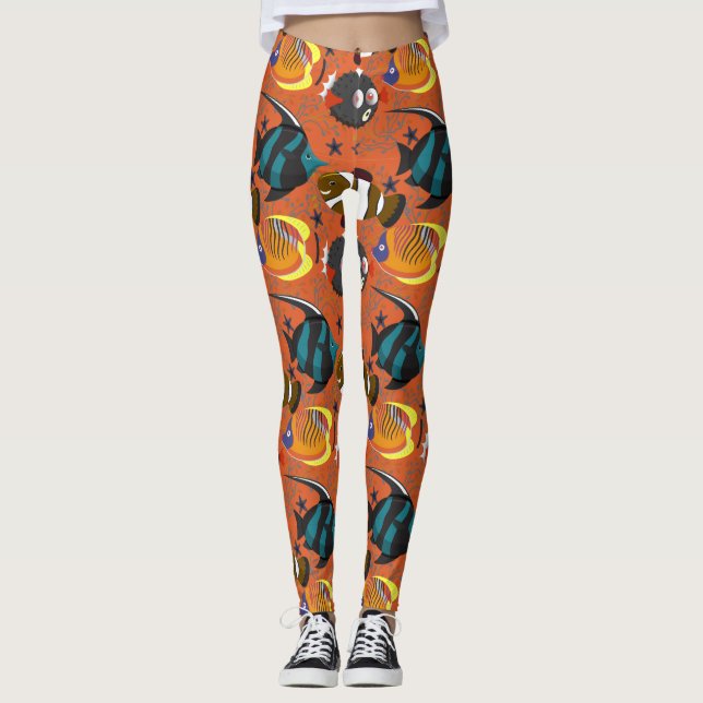 Leggings Patrón de animales acuáticos | vida submarina en l (Anverso)