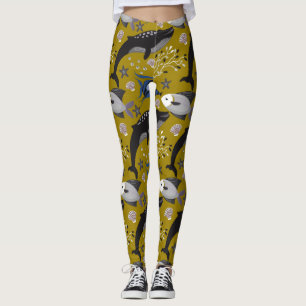Leggings Patrón de animales acuáticos vida submarina en l
