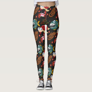 Leggings Patrón de animales acuáticos vida submarina en l
