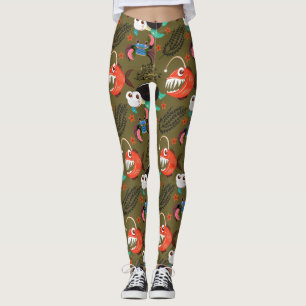 Leggings Patrón de animales acuáticos   vida submarina en l