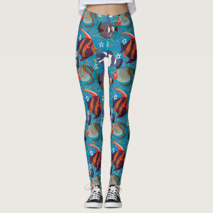Leggings Patrón de animales acuáticos   vida submarina en l