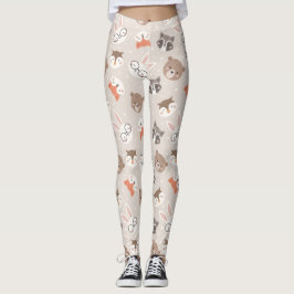 Leggings Patrón de animales de bosque