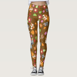 Leggings Patrón de animales de bosque de tema de otoño