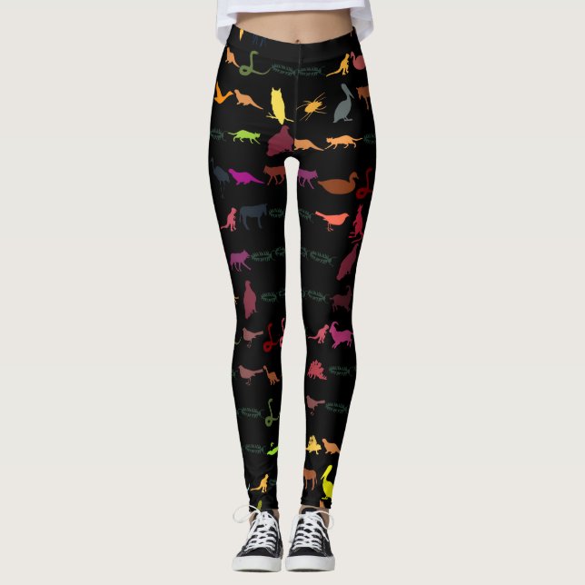 Leggings Patrón de animales de corte retro (Anverso)