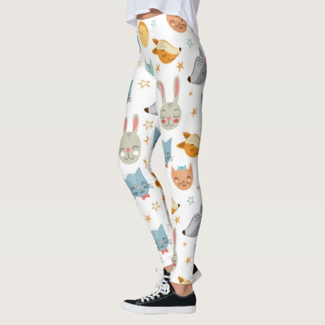 Leggings Patrón de Animales Felices del Bosque (Izquierda)