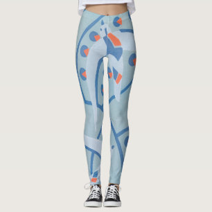 Leggings Patrón de animales pájaros Pochoir Jazz Art Déco V