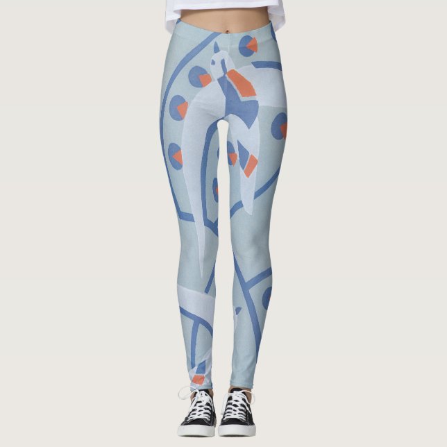 Leggings Patrón de animales pájaros Pochoir Jazz Art Deco V (Anverso)