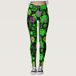 Leggings Patrón de animales psicodélicos Negro BG