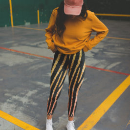 Leggings Patrón de animales salvajes de cebra negra y oro P