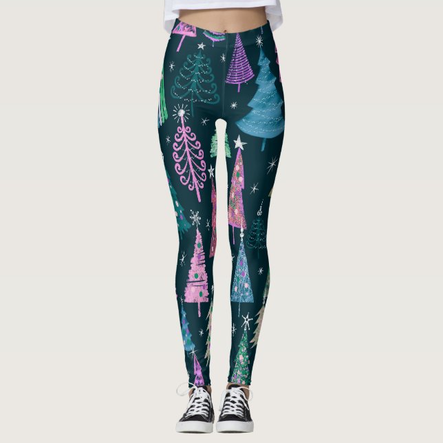 Leggings Patrón de Año Nuevo de Navidades festivos (Anverso)