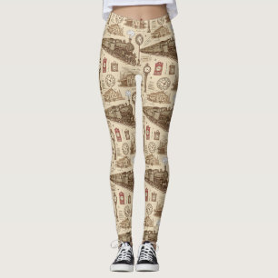 Leggings Patrón de antigua estación de tren (1)