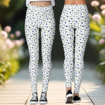 Leggings Patrón de arándanos Berries Verano Leggencias<br><div class="desc">Hervidades cortas con un patrón de arándano azul acuático con hojas verdes sobre el fondo blanco. - Kate Eden Art</div>